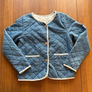 Cat & Jack Blue Quilted Jacket with White Trim